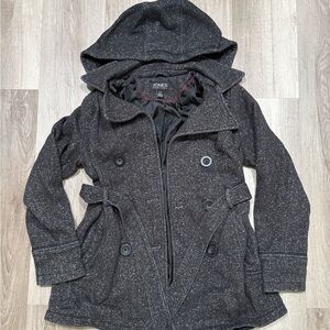 Jone New York Hooded Peacoat. Size small.